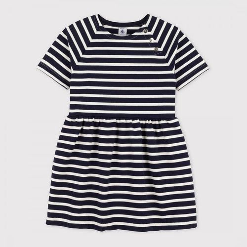 Navy Stripe Popper Dress - Petit Bateau - Modalova