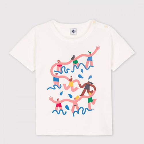 White Graphic Cotton T-Shirt - Petit Bateau - Modalova