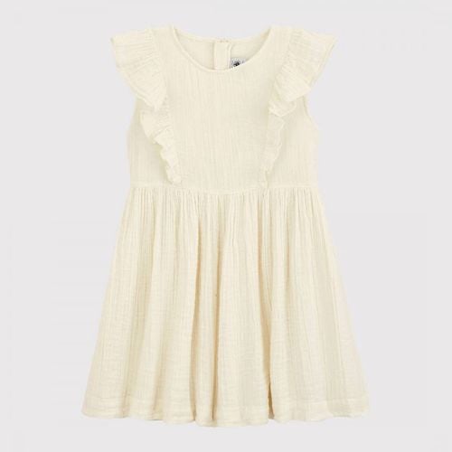 Beige Cotton Pleated Dress - Petit Bateau - Modalova