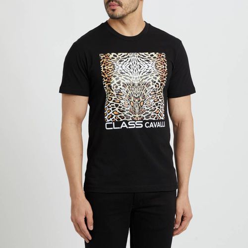 Animal Print Logo Cotton T-Shirt - Cavalli Class - Modalova