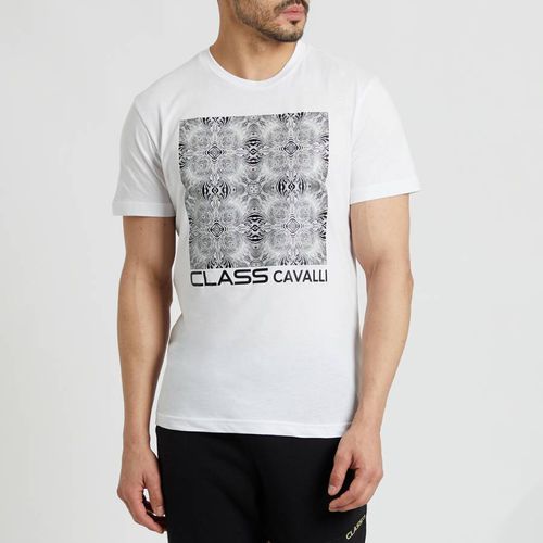 Geometric Square Logo Cotton T-Shirt - Cavalli Class - Modalova