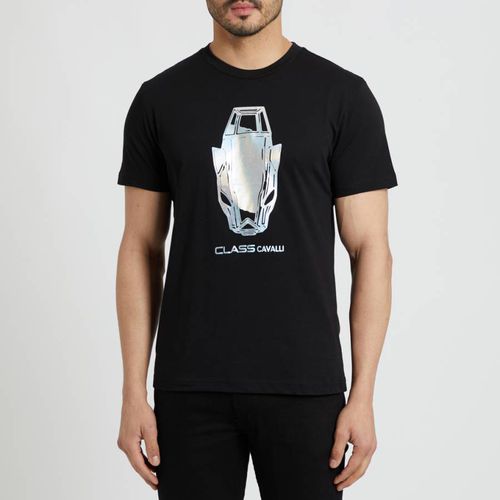 Black Graphic Logo Cotton T-Shirt - Cavalli Class - Modalova
