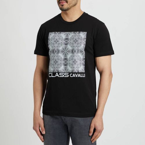 Geometric Square Logo Cotton T-Shirt - Cavalli Class - Modalova