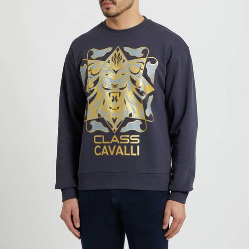 Chest Logo Oversized Cotton Sweatshirt - Cavalli Class - Modalova