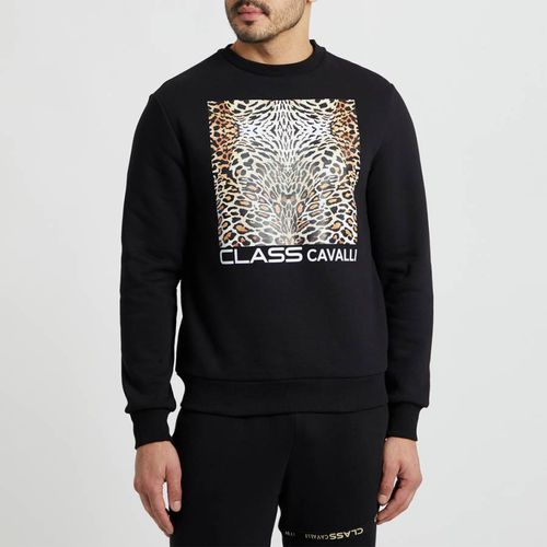 Animal Print Logo Cotton Blend Sweatshirt - Cavalli Class - Modalova