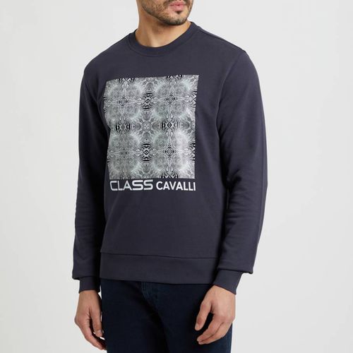 Geometric Square Logo Cotton Sweatshirt - Cavalli Class - Modalova