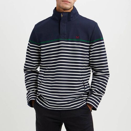 Navy Striped Cotton Pique Sweatshirt - Crew Clothing - Modalova