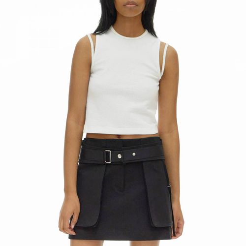 White Ribbed Crop Cotton Top - HELMUT LANG - Modalova