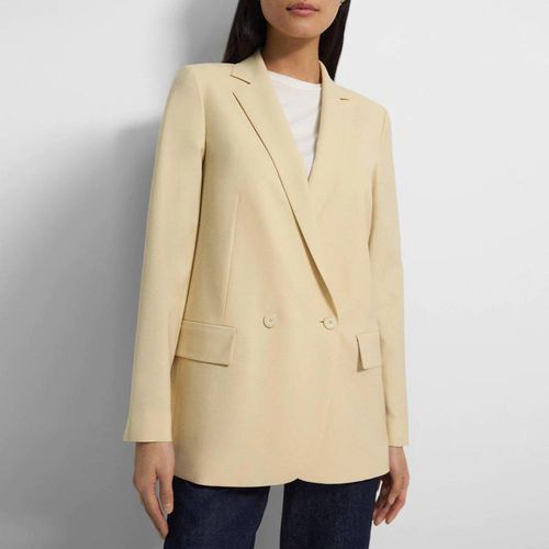 Beige Double Breasted Wool Blend Jacket - Theory - Modalova