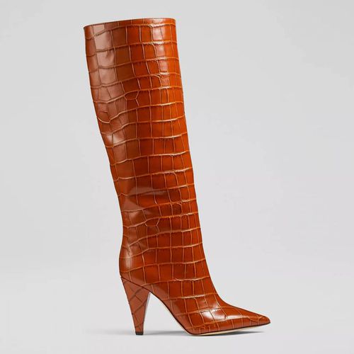 Ginger Allegra Croc Effect Leather Cone Heel Knee High Boots - L K Bennett - Modalova