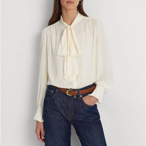 Cream Klaryce Tie Front Shirt - Lauren Ralph Lauren - Modalova