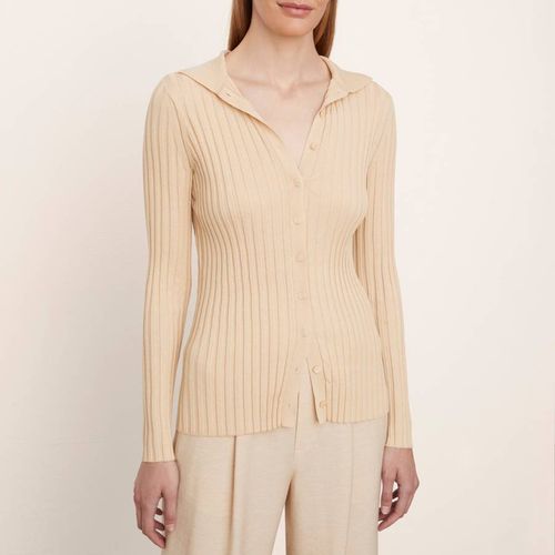 Cream Ribbed Cotton Blend Top - Vince - Modalova