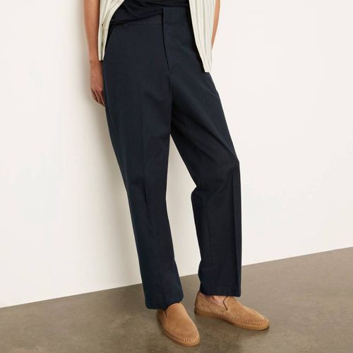 Navy Relaxed Cotton Blend Trouser - Vince - Modalova