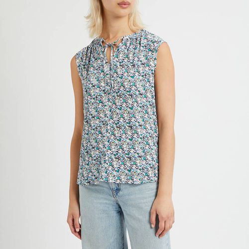 Blue Cotton Tie Neck Blouse - Crew Clothing - Modalova