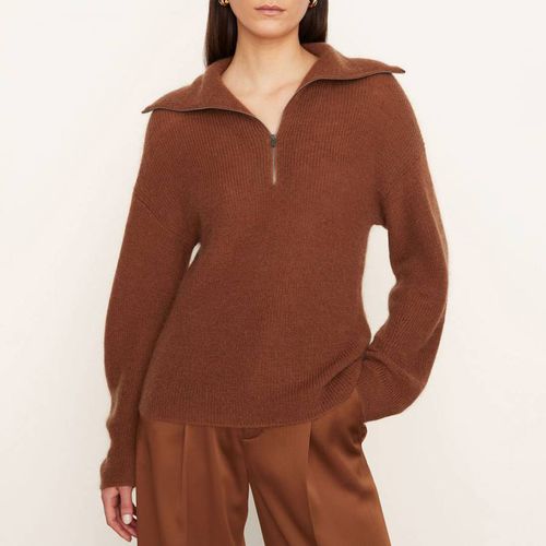 Tan Half Zip Wool Blend Jumper - Vince - Modalova