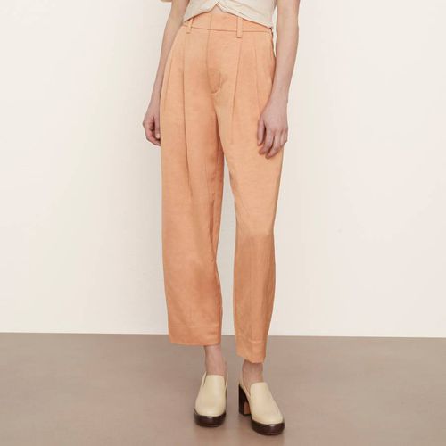 Camel Pleat Front Tapered Trouser - Vince - Modalova