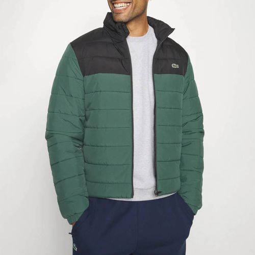 Green Contrast Panel Quilted Jacket - Lacoste - Modalova