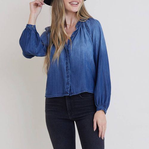 Blue Long Sleeve Shirred Raglan Shirt - Bella Dahl - Modalova