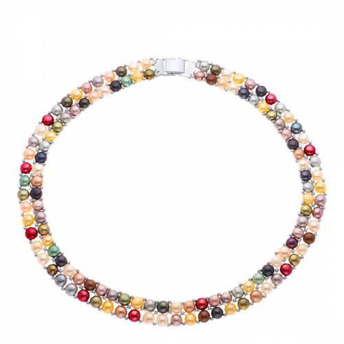 Multicolour 2 Row Real Freshwater Pearl Necklace - Manufacture Royale - Modalova