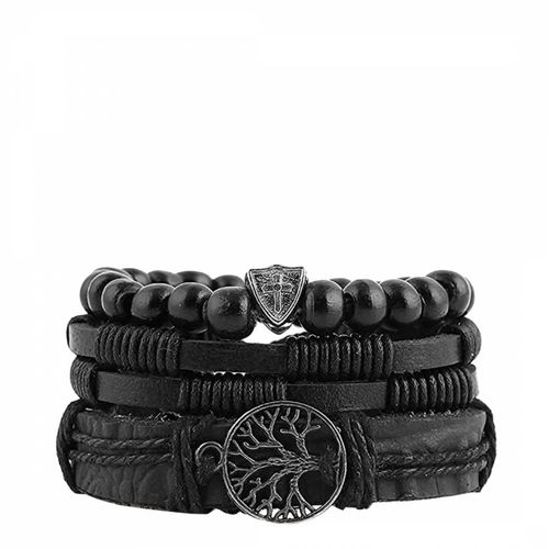 Black Leather Bracelet Set - Stephen Oliver - Modalova