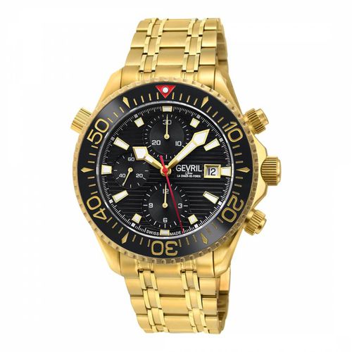 Men's Gold/Black Hudson Yards Chronograph Watch 43mm - Gevril - Modalova