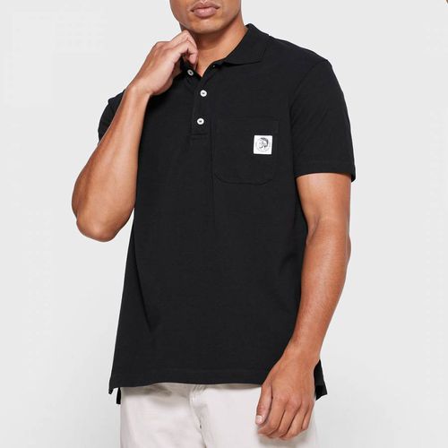 Black Logo Cotton Polo Shirt - Diesel - Modalova