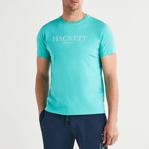 Aqua Blue Logo Cotton T-Shirt - Hackett London - Modalova