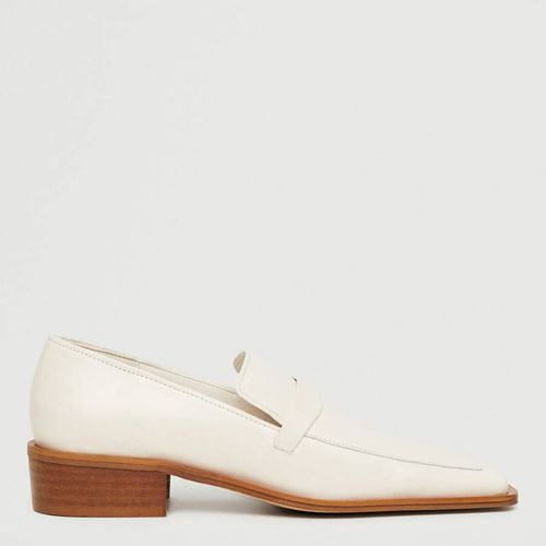 Cream Leather Pointed Loafers - Mango - Modalova