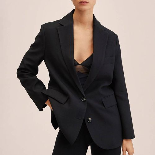 Black Oversized Suit Jacket - Mango - Modalova
