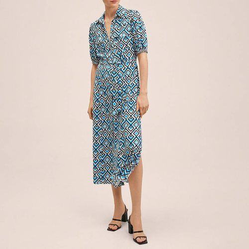 Blue Printed Shirt Dress - Mango - Modalova