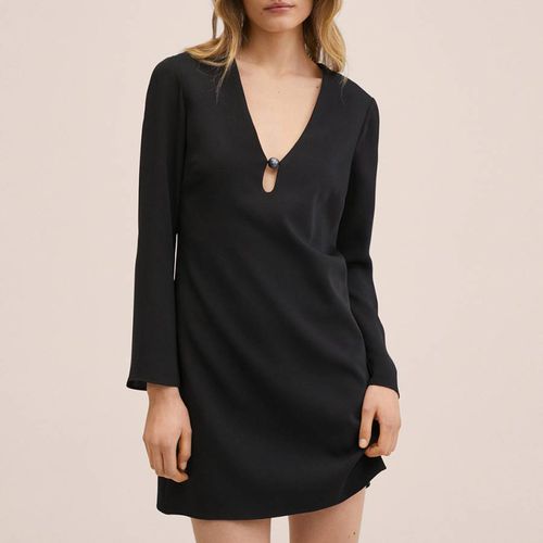 Black V Neck Mini Dress - Mango - Modalova