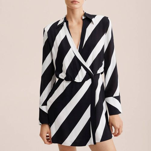 Black Striped Wrap Dress - Mango - Modalova