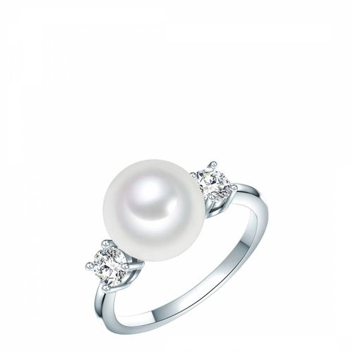 Silver/White Zirconia Pearl Ring - Perldor - Modalova