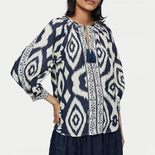 Navy Ikat Long Sleeve Top - Jigsaw - Modalova