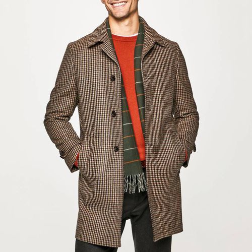 Brown Tweed Longline Coat - Hackett London - Modalova