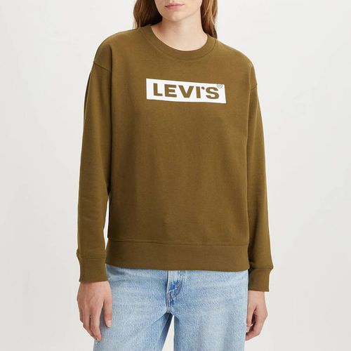 Khaki Graphic Box Logo Cotton Blend Sweatshirt - Levi's - Modalova