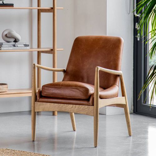 Cami Armchair Brown Leather - Gallery Living - Modalova