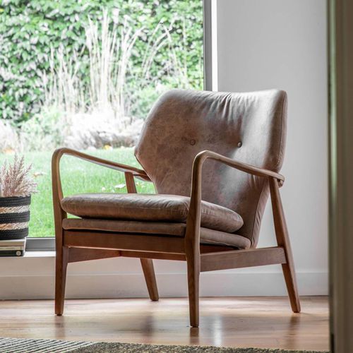 Creww Armchair Brown Leather - Gallery Living - Modalova