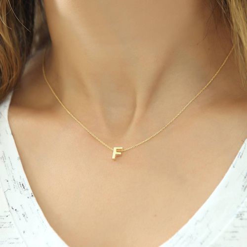 Gold 'F' Initial Necklace - Azuris Silver - Modalova