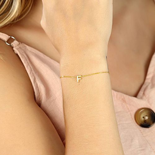 Gold 'F' Initial Bracelet - Azuris Silver - Modalova