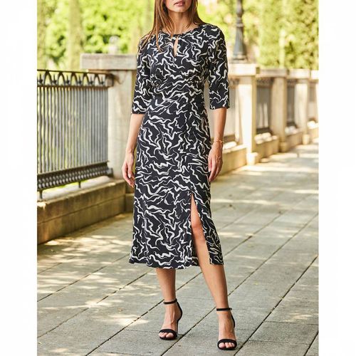 White Abstract Print Midi Dress - SOSANDAR - Modalova