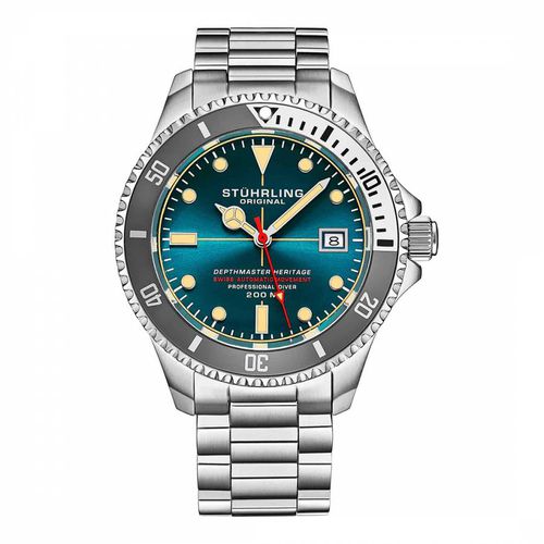 Men's /Light Blue Swiss Automatic Depth Master Diver Watch 42mm - Stuhrling - Modalova