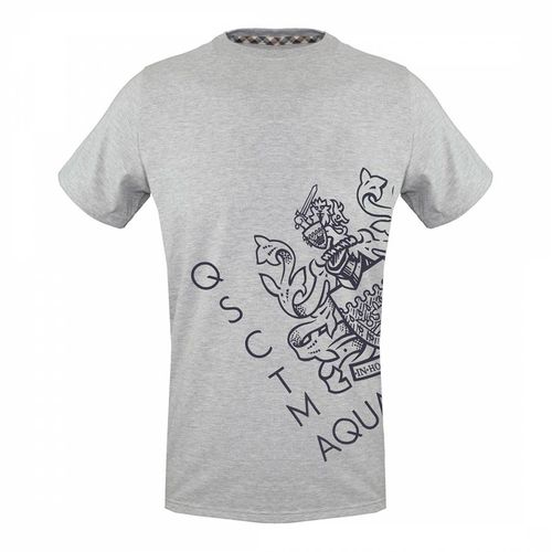 Grey Large Crest Logo Cotton Blend T-Shirt - Aquascutum - Modalova