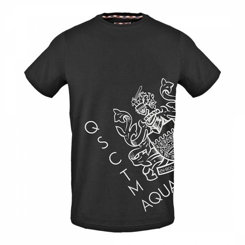 Black Large Crest Logo Cotton Blend T-Shirt - Aquascutum - Modalova