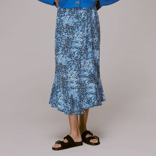 Blue Animal Print Wrap Skirt - WHISTLES - Modalova