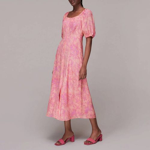 Pink Batik Print Silk Blend Midi Dress - WHISTLES - Modalova