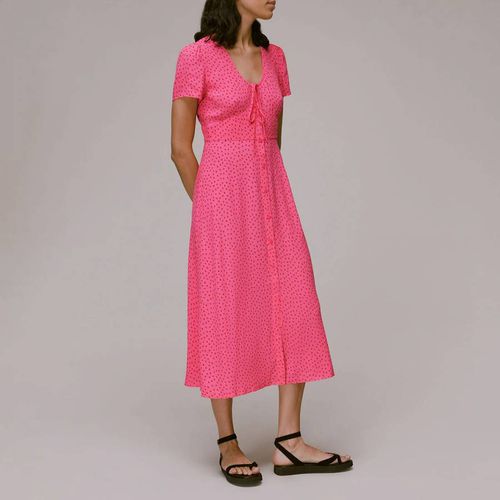 Pink Heidi Spot Print Midi Dress - WHISTLES - Modalova