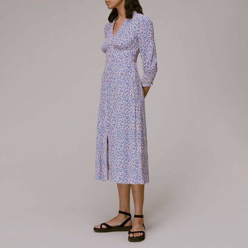 Blue Floral Print Midi Dress - WHISTLES - Modalova