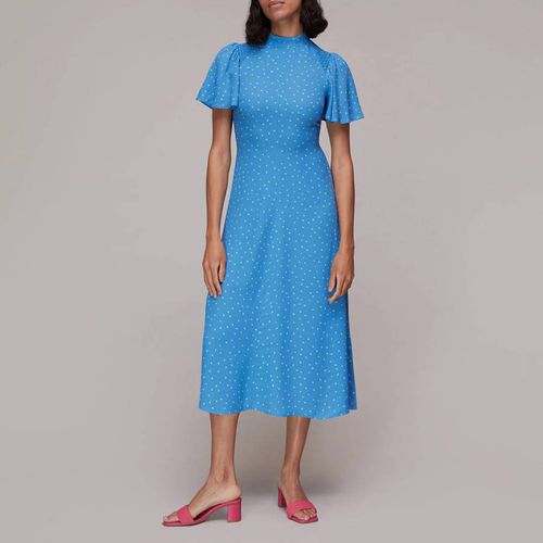 Blue Spot Print High Neck Midi Dress - WHISTLES - Modalova