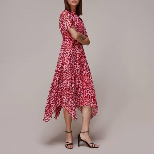 Pink Animal Print Midi Dress - WHISTLES - Modalova
